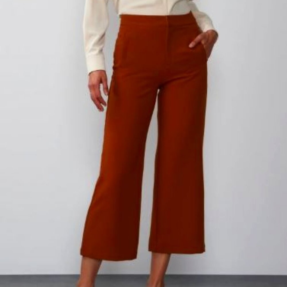 NWT NY and Co Women's High Rise Culotte Pant in Rust Womens Size Lg MSRP $80